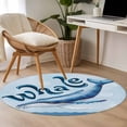 thumbnail image 4 of Round Rug 3.3Ft Washable Non-Slip, Navy Blue Whale Circle Area Rugs for Living Room Bedroom, Summer Coastal Bubbles Ocean Waves Indoor Floor Mats Carpet Runner for Home Decor Aesthetic, 4 of 8