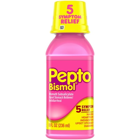 Multi-Symptom Pepto Bismol Liquid for Nausea, Heartburn, Indigestion, Upset Stomach, and Diarrhea Relief, Original Flavor 8 oz