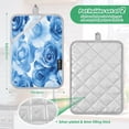 thumbnail image 3 of Two Pieces Of Square Heat Insulation Pad Oven Mitts 7x9.8 Inch Oven Microwave Kitchen Cooking Baking Cartoon Blue Roses Seamless, 3 of 7