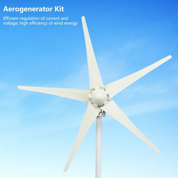 Kitem Wind Generator Set Powerful High Efficiency Easy to Install Weather Resistant Low Start up Speed Energy Windmill Generator Suit with 5 Blade for Solar Wind System