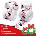 thumbnail image 2 of 3 Rolls Christmas Ribbons Snowman Wired Edge Ribbon Christmas Wrapping Ribbon Grosgrain Satin Fabric Ribbon for DIY Wreaths Wrapping Crafts Decoration, 2 Inch x 5 Yard, 2 of 7