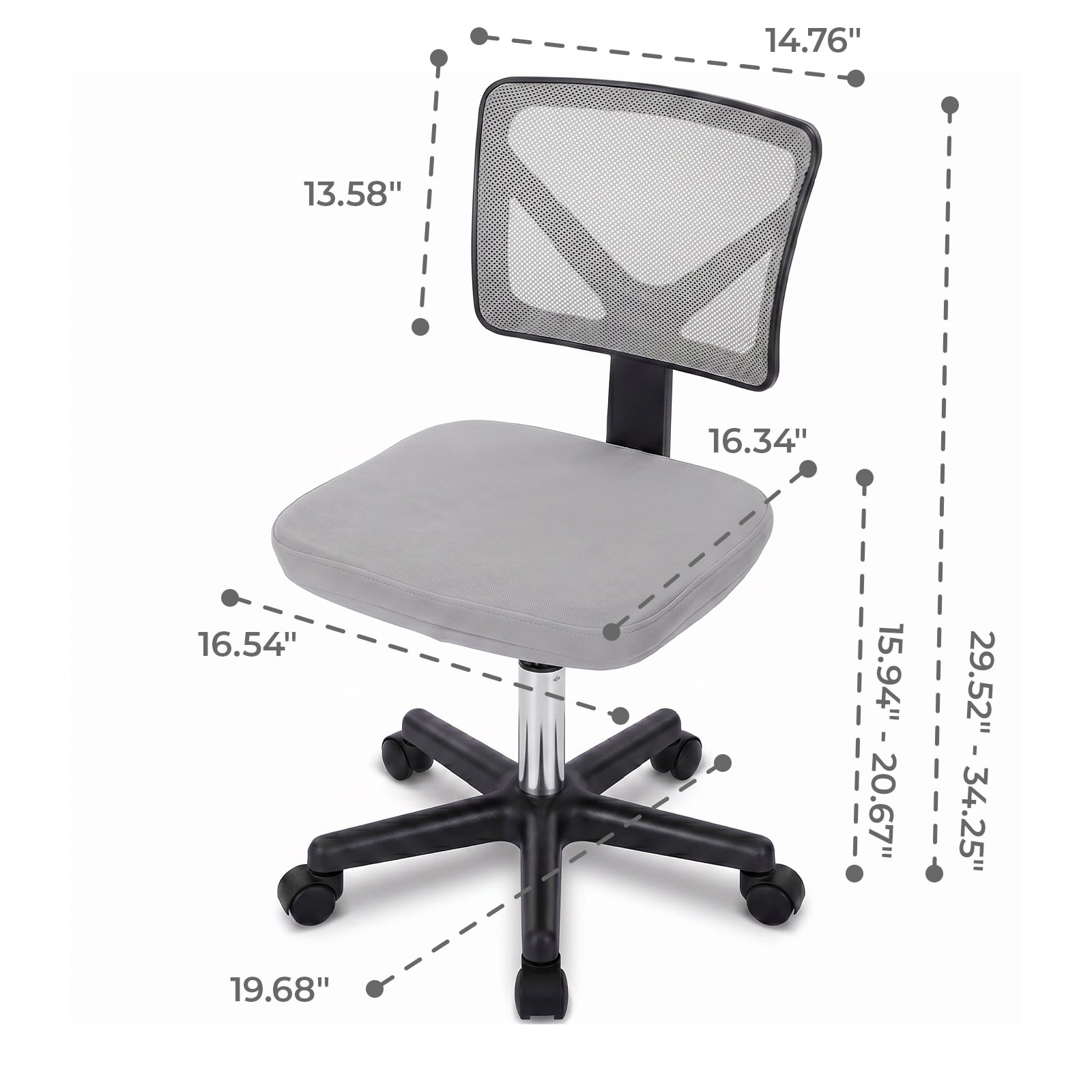 Alvantor Low-Back Mesh Office Chair with Lumbar Support, Armless Swivel Rolling Chair