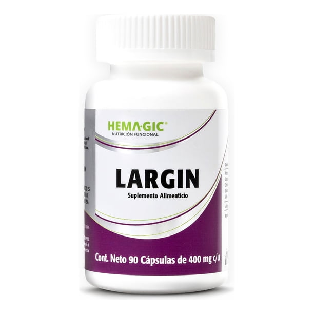 HEMAGIC LARGIN L-Arginina Pura - 90 Cápsulas Vegetales - Suplemento Alimenticio 500 mg por Cápsula - Sin Carbohidratos - Alta Pureza