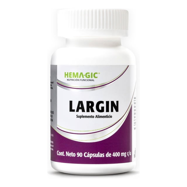 HEMAGIC LARGIN L-Arginina Pura - 90 Cápsulas Vegetales - Suplemento Alimenticio 500 mg por Cápsula - Sin Carbohidratos - Alta Pureza