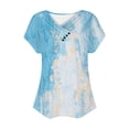 thumbnail image 4 of AherBiu T-Shirts à Manches Courtes pour Femmes Col en V Couleur Dégradée T-Shirt Tunique Confortable à Porter avec des Leggings, 4 of 5