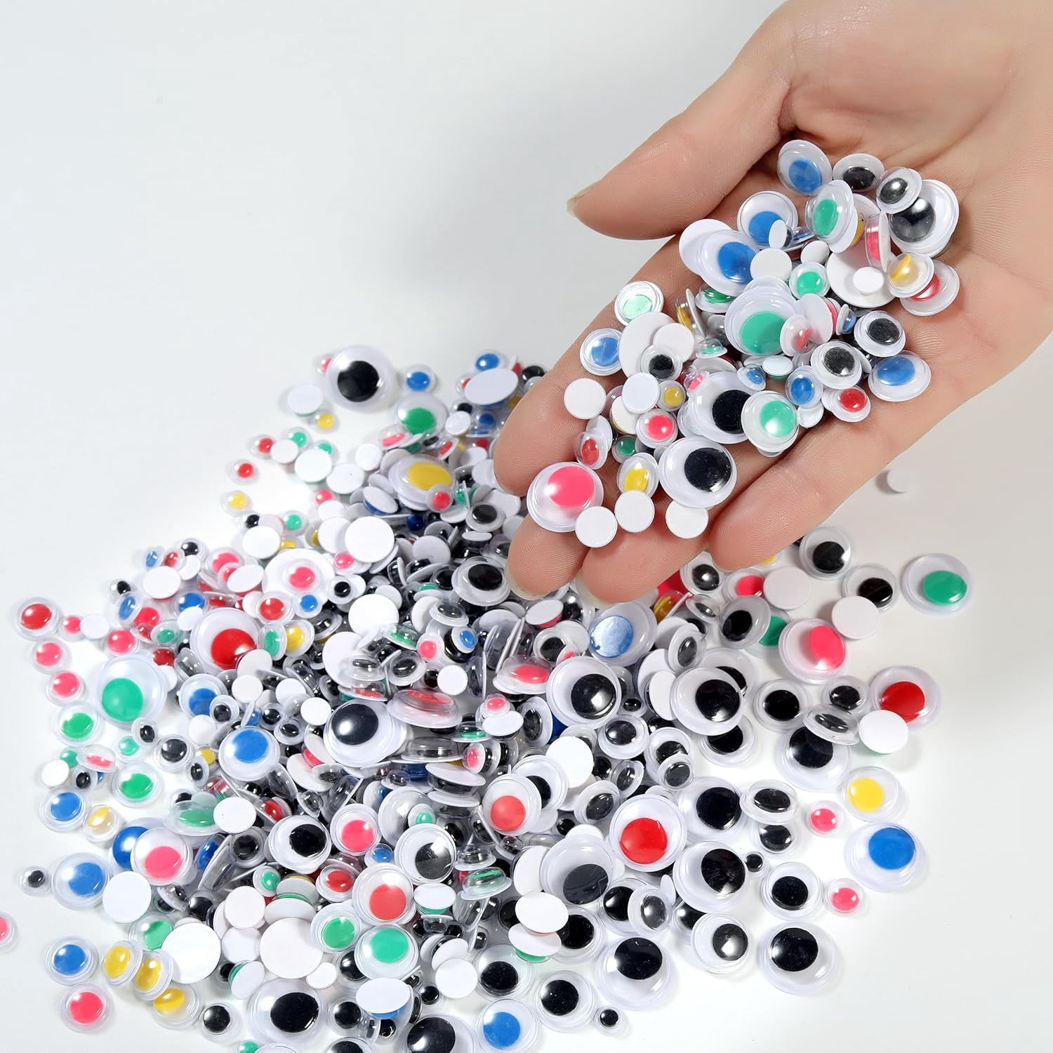 1500pcs Black and Multi Colors Wiggle Googly Eyes Self Adhesive, 6mm 8mm 10mm 12mm 15mm 20mm Small and Large Googly Eyes for Crafts