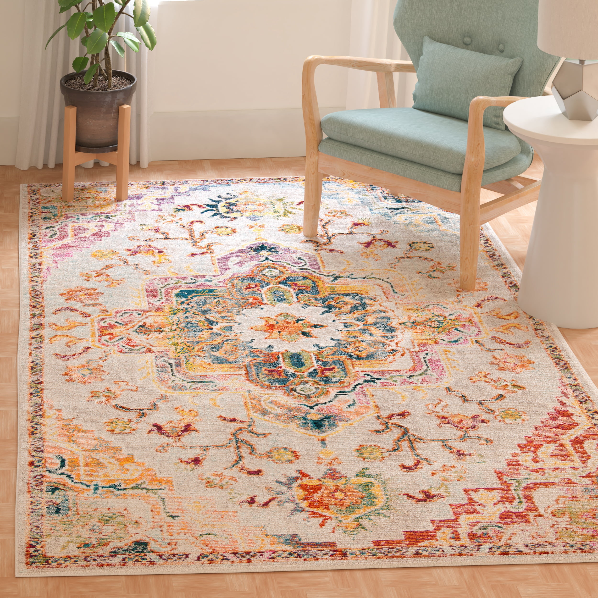 SAFAVIEH Crystal Debra Southwestern Area Rug, Light Blue/Gray, 10' x 14'