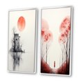 thumbnail image 3 of Designart "Minimal Serenity Moonlit Wanderings" Abstract Landscape Framed Wall Art Set Of 2 - Modern Pink Gallery Wall Frame Set For Home Decor, 3 of 6