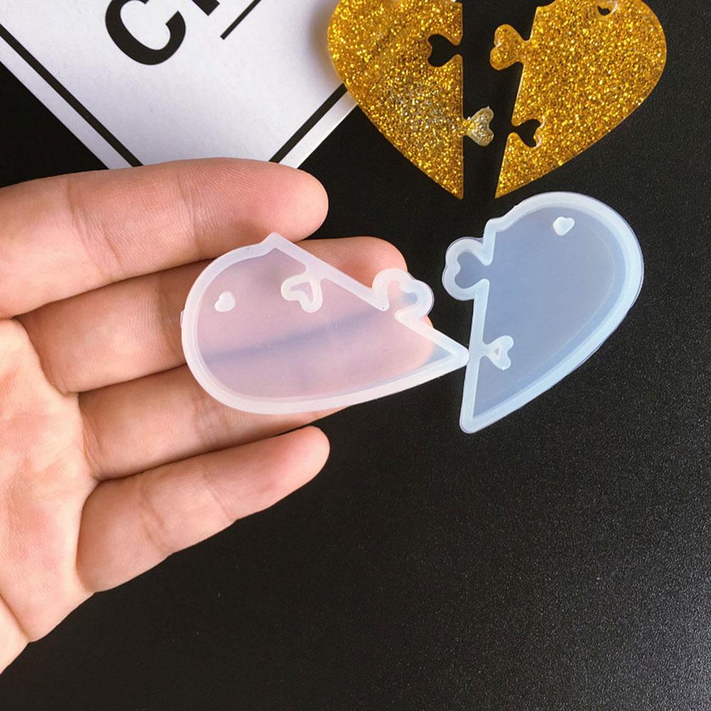 Puzzle Heart Silicone Pendant Molds Jewelry Resin Necklace Mould Diy Dropping Glue Mold Casting Craft For Diy Decorate Making Jewelry
