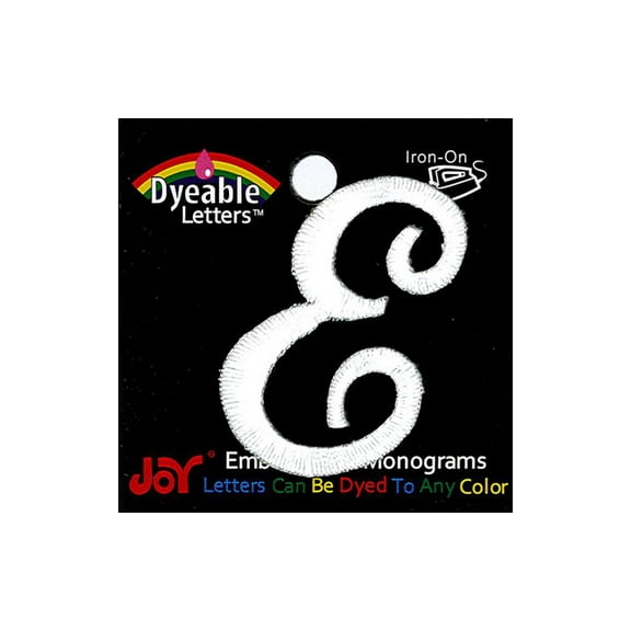 Joy Applique Letter Iron On Script Dye 1.5" Wht E