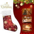 thumbnail image 4 of Coolnut Christmas Stockings Red Christmas Golden Snowflakes , 1 Pack 17.7" Xmas Fireplace Santa Socks Christmas Tree Hanging Stockings Decoration for Christmas Holiday Xmas Gift, 4 of 6