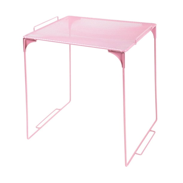 Organizador de taquillas, estante, accesorios para armarios, multiusos, apilable debajo del armario rosa