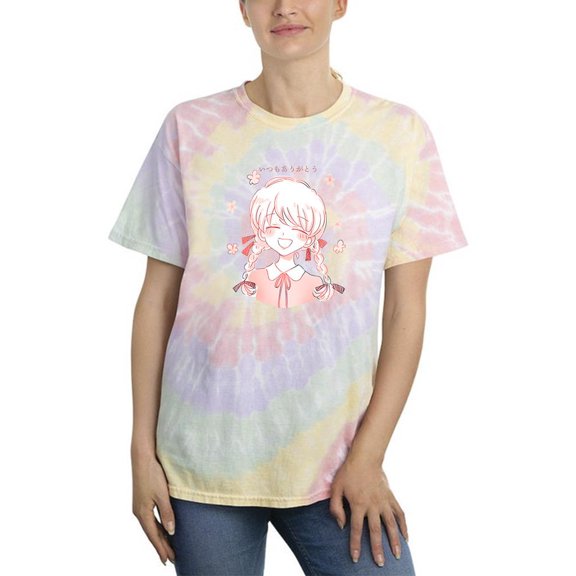 Anime Girl Smiling Tie Dye Spiral Women -Image by Shutterstock, Female Small