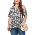 thumbnail image 2 of CHOK Women‘s Plus Size Cold Shoulder Tunic Top Summer Short Sleeve Blouse, 2 of 7