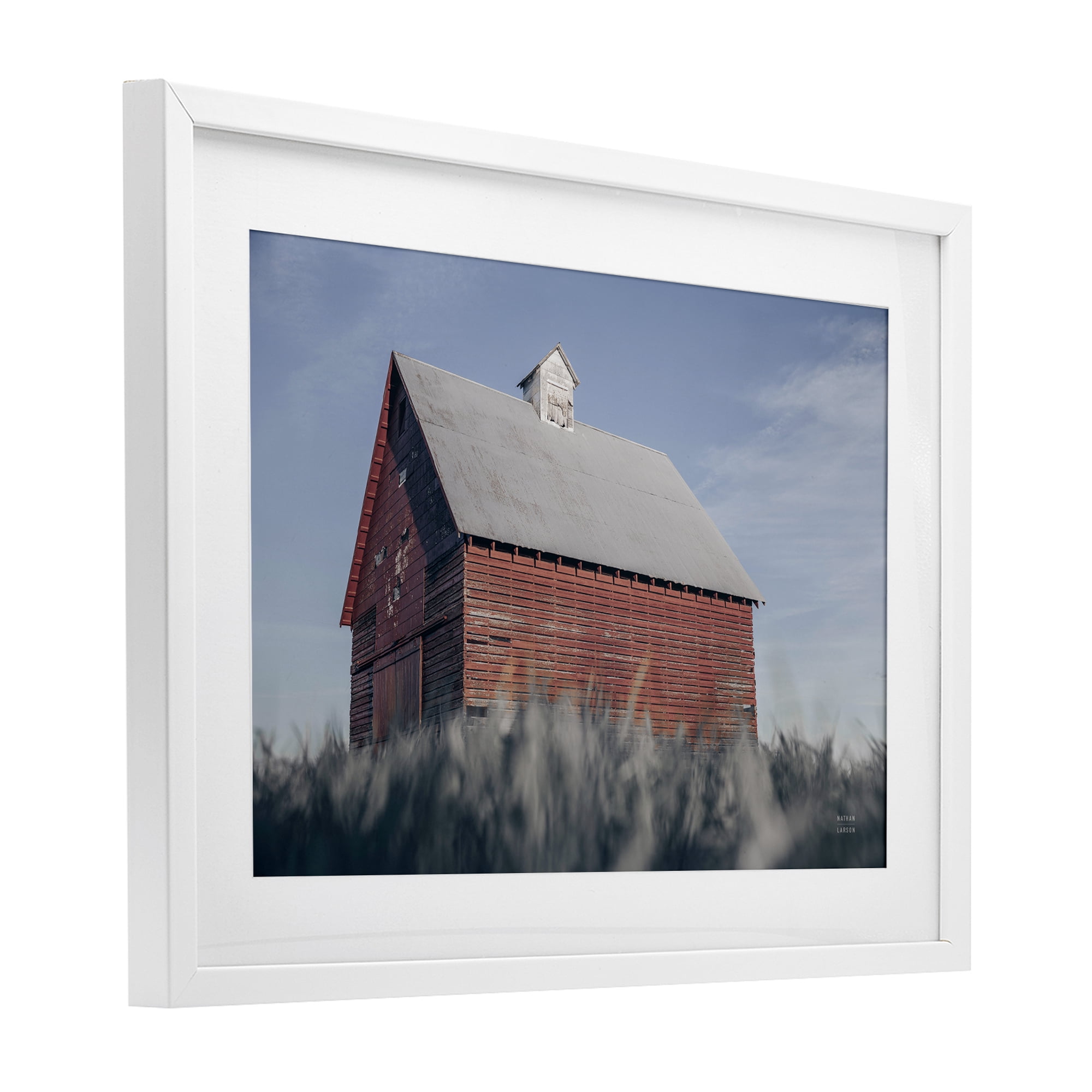 Stupell Industries End Of The Field Cottage White Framed Print Under Glass, design by Nathan Larson