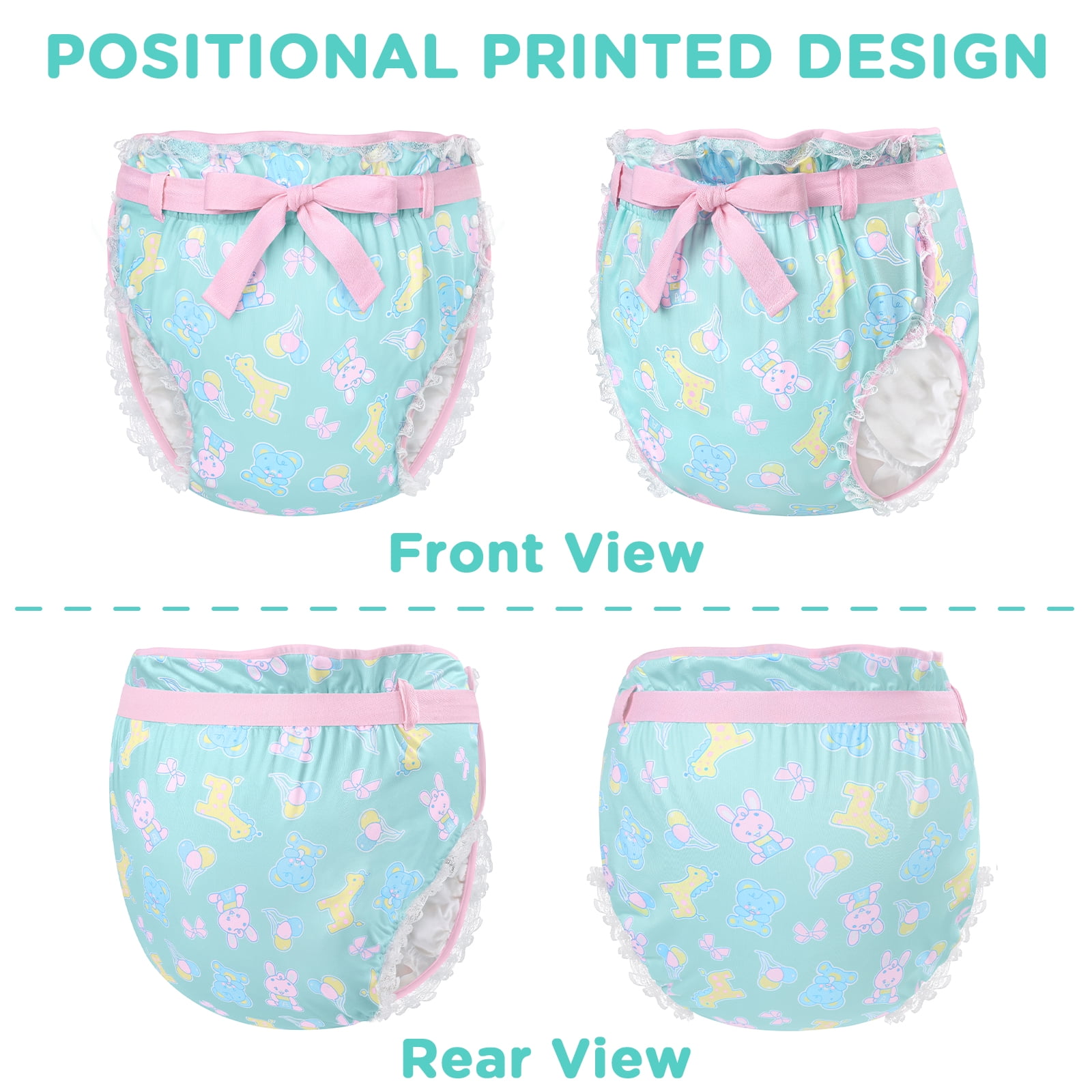 Littleforbig Silky Adult Ribbon Omutsu Diaper Wrap Cover Washable Adjustable Reusable Waterproof - Baby Parade Repeating Pattern XL