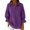 Purple, variant on Lenpel Women's Cotton Linen Tops Ruffle 3/4 Sleeve V Neck Solid Color Collared Tunic Blouses Loose Casual Work Shirts(Army Green,X-Large)