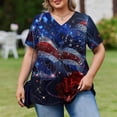 thumbnail image 2 of Dweltoz American 1776 2026 250th Usa Women Plus Size T-Shirt L-5xl V Neck Short Sleeve 4th Of July Tunics Tops Casual Loose Trendy Blouse,Blue 4XL, 2 of 6