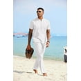 thumbnail image 3 of COOFANDY Men Linen Sets Outfits 2 Piece Casual Henley Shirts Casual Yoga Pants Set Hawaiian Beach Outfit, 3 of 9