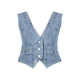 thumbnail image 4 of XMHJSMD Womens Tank Top Foreign Trade Border New Women's Denim Undershirt in Europe and The United States Wind V Neck Cowboy Undershirt Undershirt Tops Female(Blue,S), 4 of 4