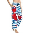 thumbnail image 6 of Salouo Red Funny Crab on Blue Stripe Print Women's Pajama Pants Casual Loose Sweatpants PJs Flowy Pants Drawstring Palazzo for Women Wide Leg Pants Lounge Pajama -Medium, 6 of 8