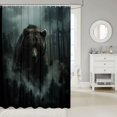 thumbnail image 2 of Manfei Grizzly Bear Shower Curtain 72Wx72L, Vintage Farmhouse Animal Bathroom Curtain, Black Gray, 2 of 5