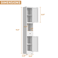 thumbnail image 3 of Hassch 71"H Bathroom Cabinet with Drawer and 2 Doors, Slim Storage Cabinet with Adjustable Shelves for Kitchen, Hallway, Living Room, Easy Assembly, White, 3 of 10