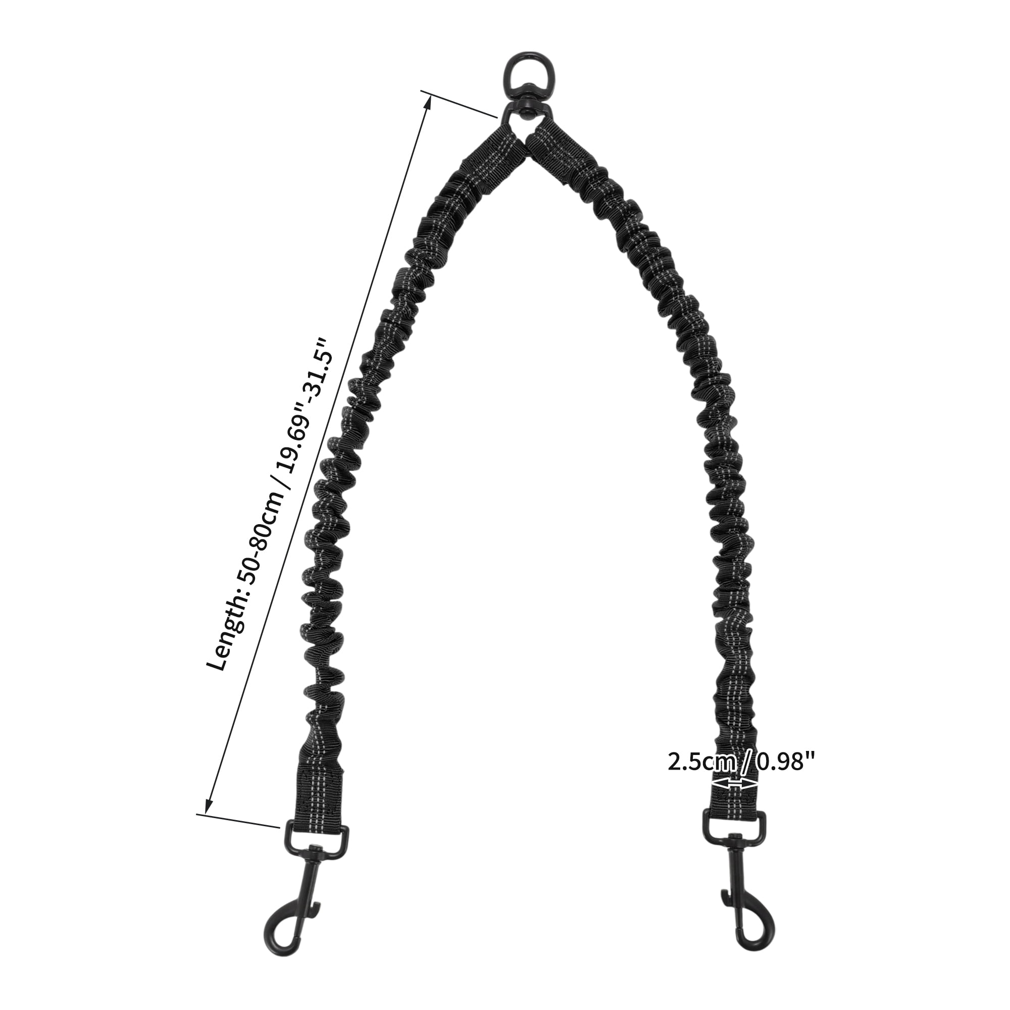 Unique Bargains Pet Double Dog Leash Reflective Dual Leash Black