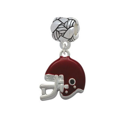 Small Maroon Football Helmet - Woven Rope Charm Bead