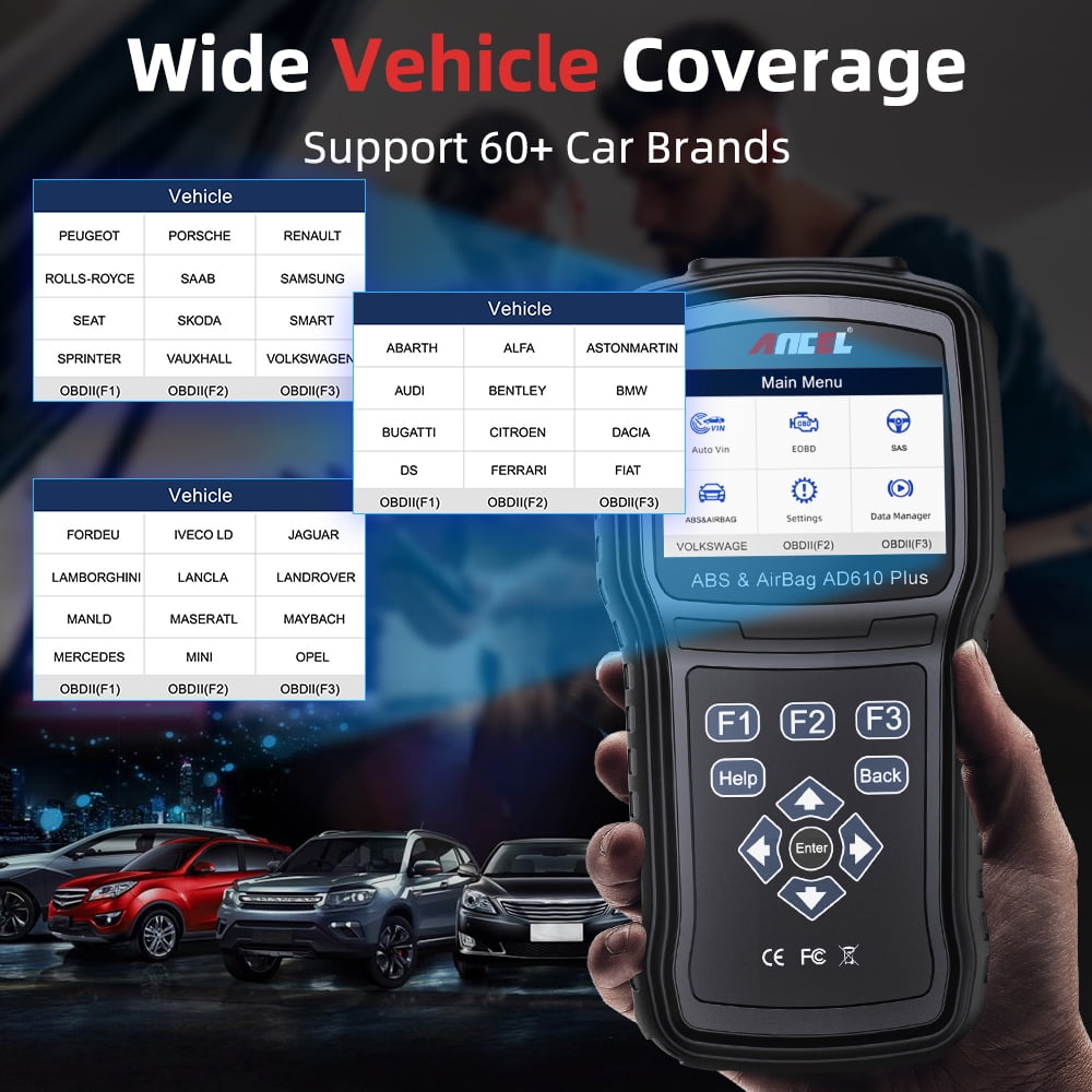 ANCEL AD610P Bi-Directional OBD2 Scanner Code Reader SRS ABS Bleed SAS SRS Diagnostic Tools