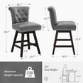 thumbnail image 4 of Dycanpo 26'' Swivel Bar Stools Set of 2, Upholstered Barstool with Footrest for Kitchen,Gray-Faux Leather, 4 of 12