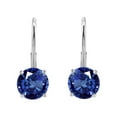 thumbnail image 2 of MauliJewels Earrings for Women 2 Carat 6MM Round Created Sapphire Leverback Earrings Carat 14K White Gold 4-prong, 2 of 5
