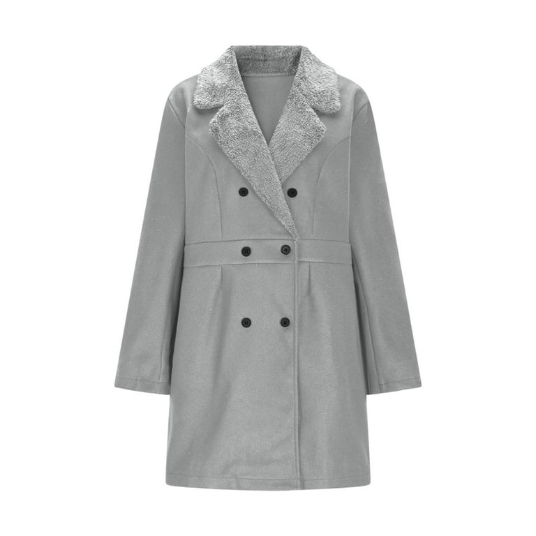 Miluxas Womens Winter Coats Lapel Double Breasted Mid Long Wool