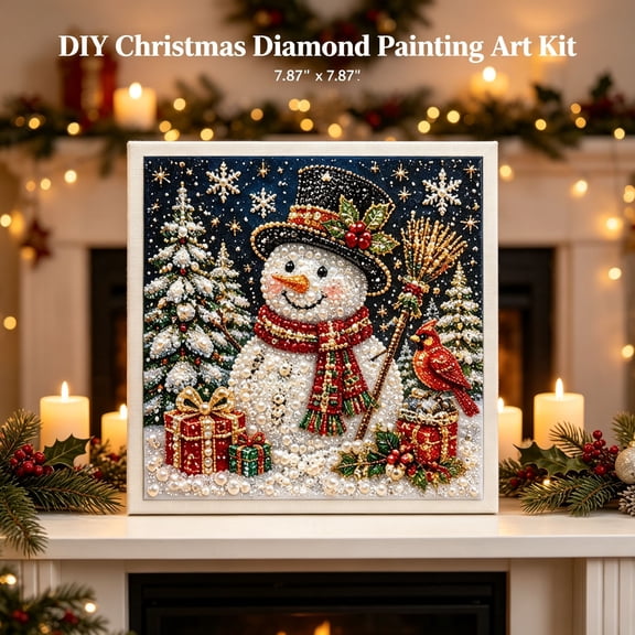 !Christmas Pearl Diamond Painting Art Kit , 7.87"x7.87" DIY Christmas Pearl Beads Art Craft with Tools for Adults & Beginners, Diamond Dots Beads Painting for Home Wall Decor