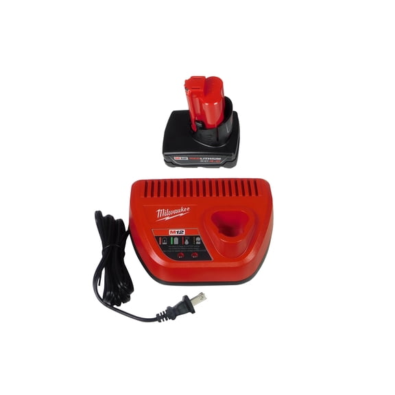 Milwaukee 48-59-2401 12V Lithium Ion Battery Charger with 48-11-2440 4.0Ah Battery