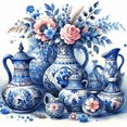 thumbnail image 2 of Kit Punto Cruz Porcelana Impresa Hilo Algodón Ecológico Bordado 11CT 40x40cm, 2 of 8