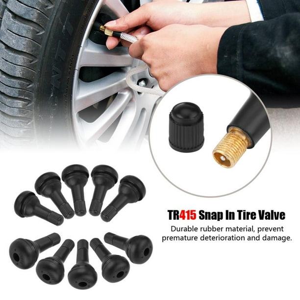 4 pièces en caoutchouc TR414 roue de voiture encliquetable dans le bouchon  de poussière de tige de Valve de pneu sans chambre à air