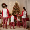 thumbnail image 2 of Christmas Pajamas for Family, Long Sleeve Elf Print Tops + Plaid Pants Set Sleepwear Loungewear, 2 of 7