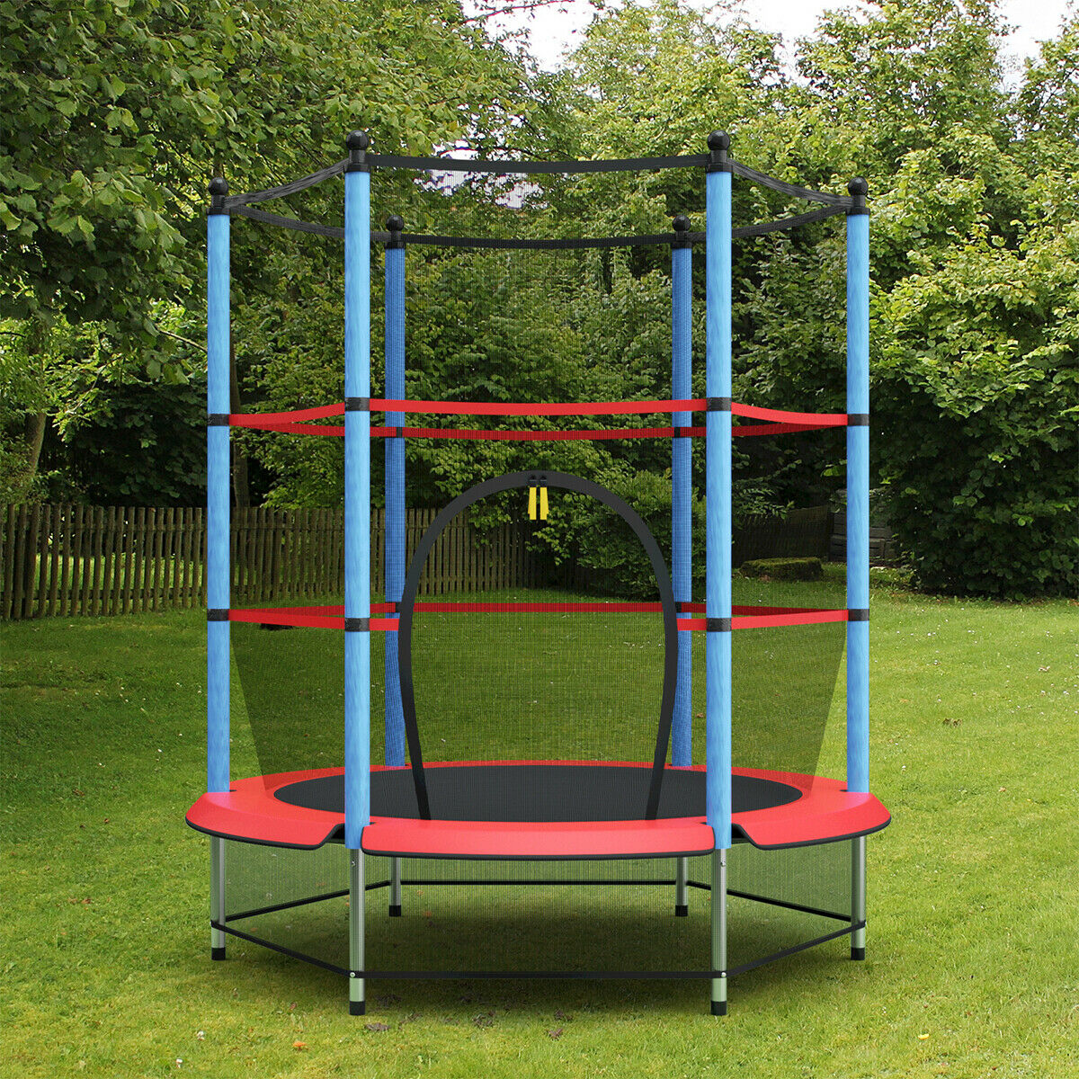 Kids Youth Jumping Round Trampoline Exercise W/ Safety Pad
