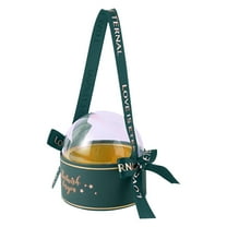 Christmas Gift Box, Transparent Gift Box, Christmas Eve Fruit Packaging Box with Ribbon Decoration, Reusable Paper Gift Box in Red and Green, 3.94x3.94x3.94 Inches