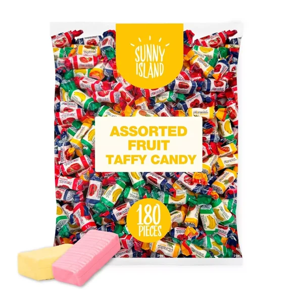 Assorted Fruit Taffy Candy, 2-Pound Bag (About 180 Pieces)