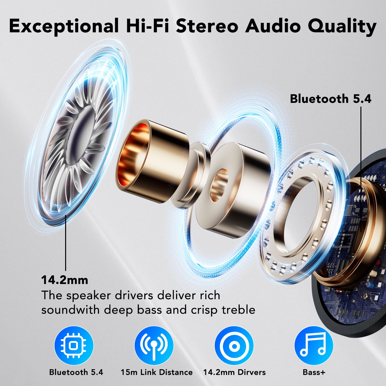 Touch Screen Wireless Earbuds Bluetooth Headphones with 50H Playtime, Noise Cancelling Headphones with Mic IPX7 Waterproof in Ear Earphones for Pad Android/iOS Phones Gifts for Women Men, Black