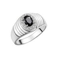 thumbnail image 4 of RYLOS Men's Rings Sterling Silver Classic Halo Of  Diamonds 7X5MM Oval Gemstone Ring Onyx October Birthstone Rings For Men Size 8, 4 of 8