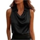 thumbnail image 3 of TaTaai Women's Elegant Sleeveless Lapel Draped Neck Satin Blouses Solid Color Fashion Casual Lightweight Tops Comfortable for Party Office Dating Gift, 3 of 8