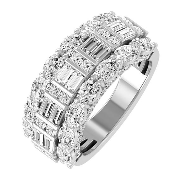 ARAIYA FINE JEWELRY 10K White Gold Lab Grown Diamond Wedding Band Ring (3 cttw, D-F Color, VS1 Clarity) Size 5