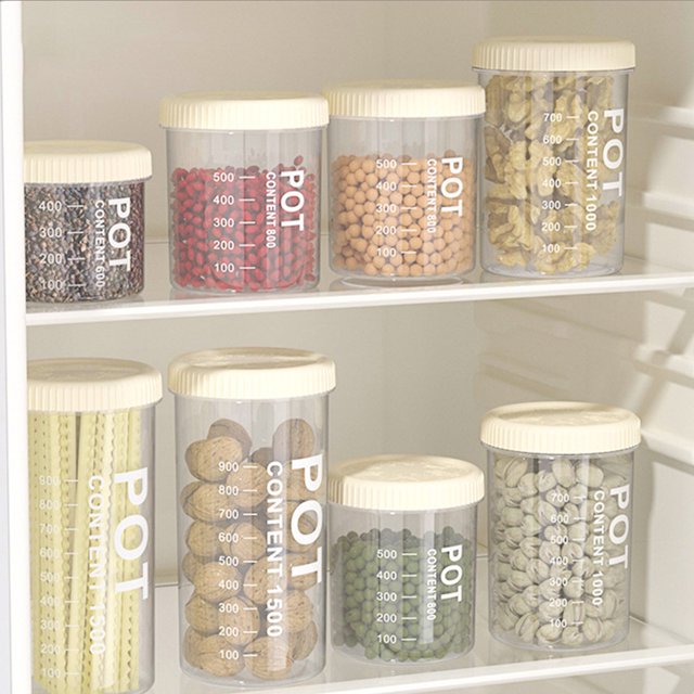 Frascos sellados para la cocina con tarros graduados para almacenar cereales y granos Cajas para almacenar alimentos y refrigerios para el hogar Frascos transparentes para almacenar Akmoler