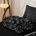 thumbnail image 5 of Erosebridal Traditional Damask Zipper Full Size Comforter Sets with Fitted Sheet and 2 Pillowcases, Gothic Floral Zipper Bedding Set, Black Silver, Black Reversible, 5 of 7