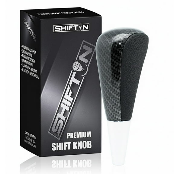 Large Gear Shift Knob for Toyota 4Runner Sequoia Highlander Tundra & Lexus LX-470 LX570 LS-400 RX (Black Leather/Carbon Pattern)