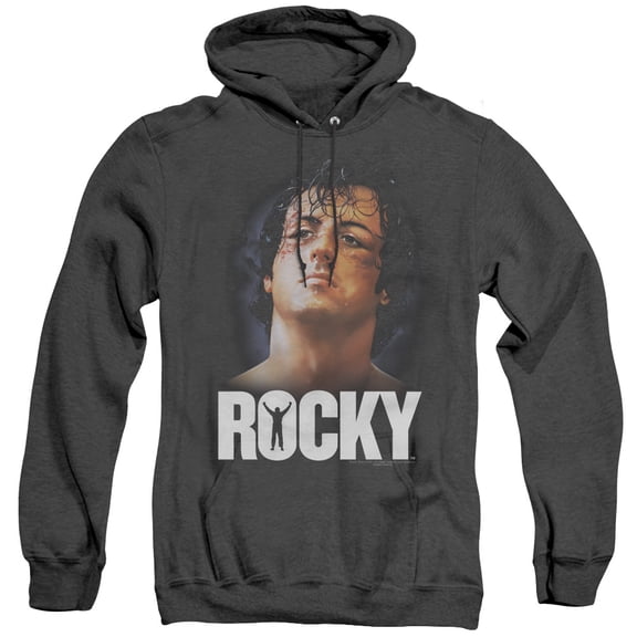 Rocky The Champ Adult Heather Hoodie Sweatshirt Black