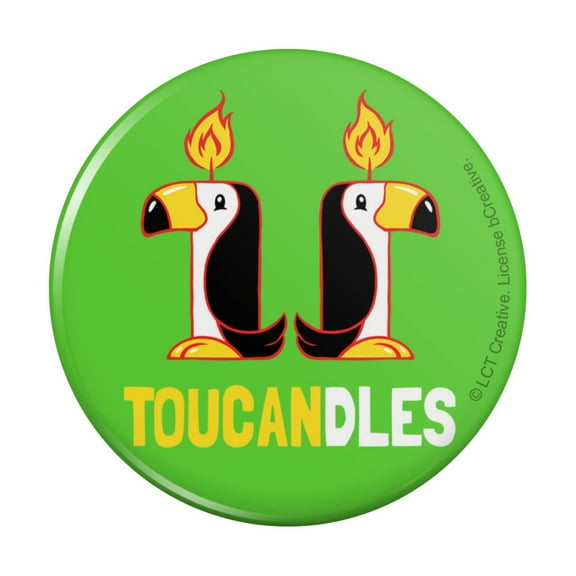 Toucandles Toucan Two Candles Funny Humor Pinback Button Pin